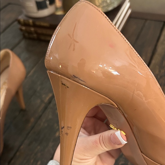 Prada Women's Nude Peep-Toe Heels - Picture 3 of 9